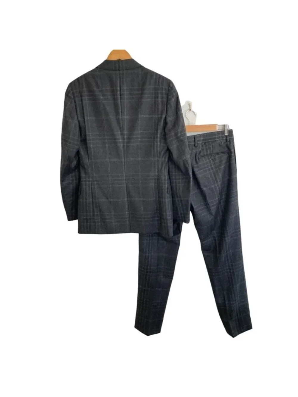 Gucci Plaid Tailored Jacket Trousers Pants Suit Set Gray